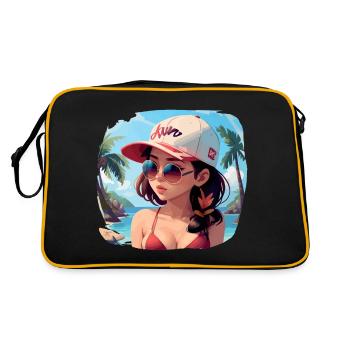 Asian Girl in Bikini - Retro Bag - black/gold - Back
