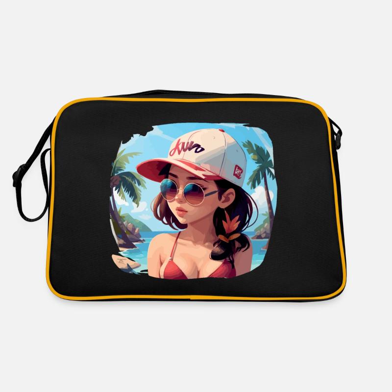Asiatisches Mädchen im Bikini Retro Tasche