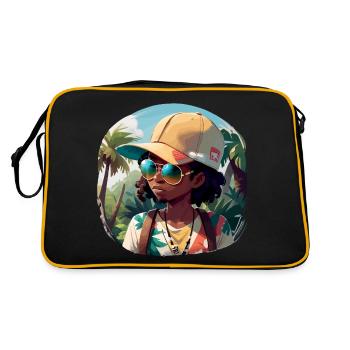 Homme noir sur l’île tropicale - Sac Retro - noir/or - Dos