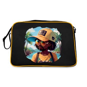 Black Man Vibin' on the Beach - Retro Bag - black/gold - Back