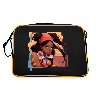 Fille aux grands cheveux - Sac Retro - noir/or - Dos