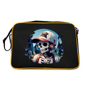 Graveyard Skull with Headphones - Retro Bag - black/gold - Back