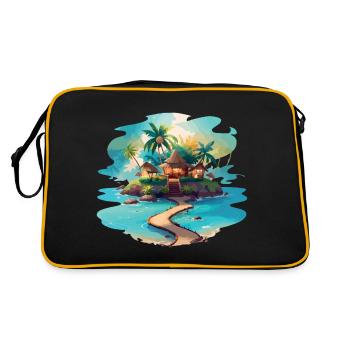 Île tropicale avec des cabanes confortables - Sac Retro - noir/or - Dos
