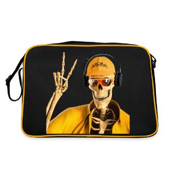 Grim Reaper loves cool music - Retro Bag - black/gold - Back