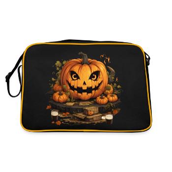 Creepy Pumpkin - Retro Tasche - Schwarz/Gold - Hinten