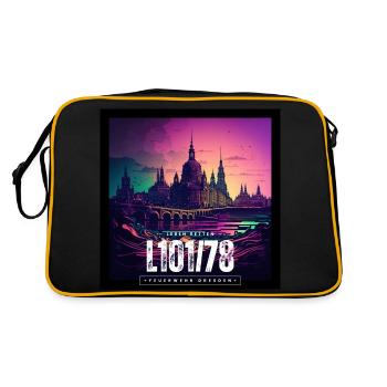 Skyline Dresden - Retro Tasche - Schwarz/Gold - Hinten