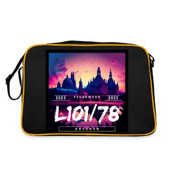 Skyline Dresden - Retro Tasche - Schwarz/Gold - Hinten