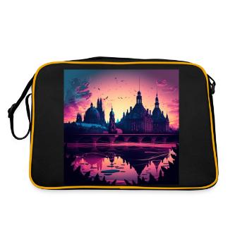 Skyline Dresden - Retro Tasche - Schwarz/Gold - Hinten