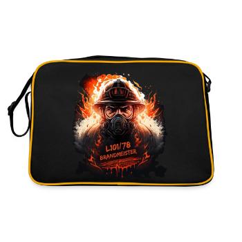 Brandmeister im Einsatz - Retro Tasche - Schwarz/Gold - Hinten