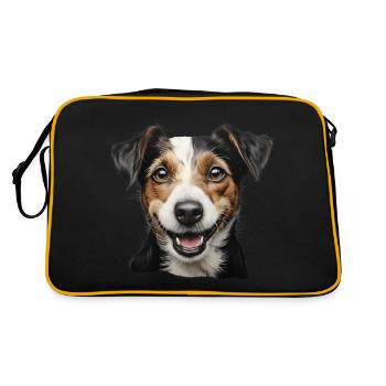 Jack Russel Terrier Head - Retro Tasche - Schwarz/Gold - Hinten