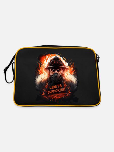 Feuerwehr Support - Retro Tasche - Schwarz/Gold - Hinten
