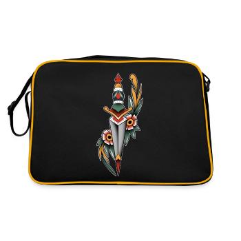 Traditioneller Dolch der alten Schule - Retro Tasche - Schwarz/Gold - Hinten