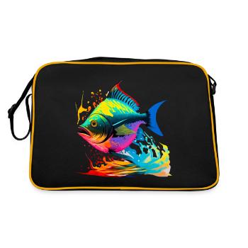 Fisch Farbe - Retro Tasche - Schwarz/Gold - Hinten
