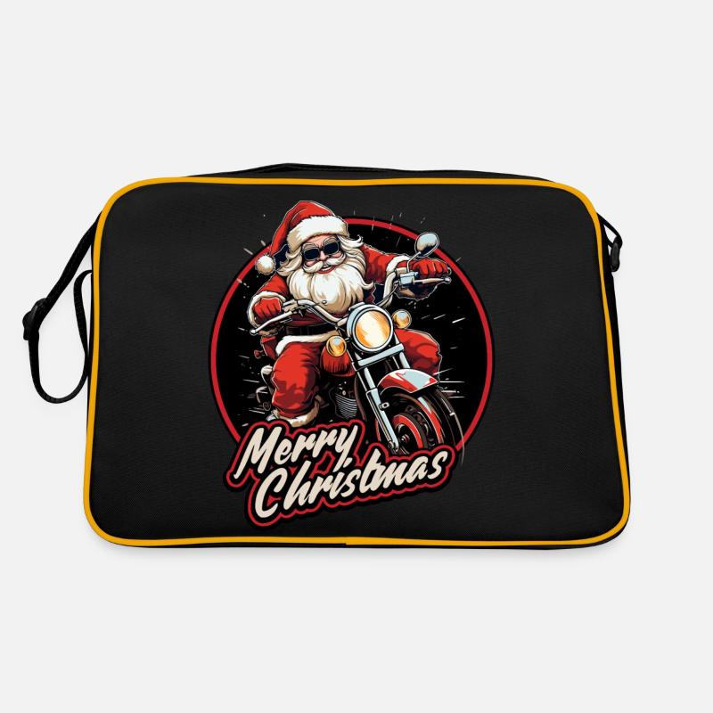 Motorradfahrer Santa Weihnachtsmann Motorrad Retro Tasche