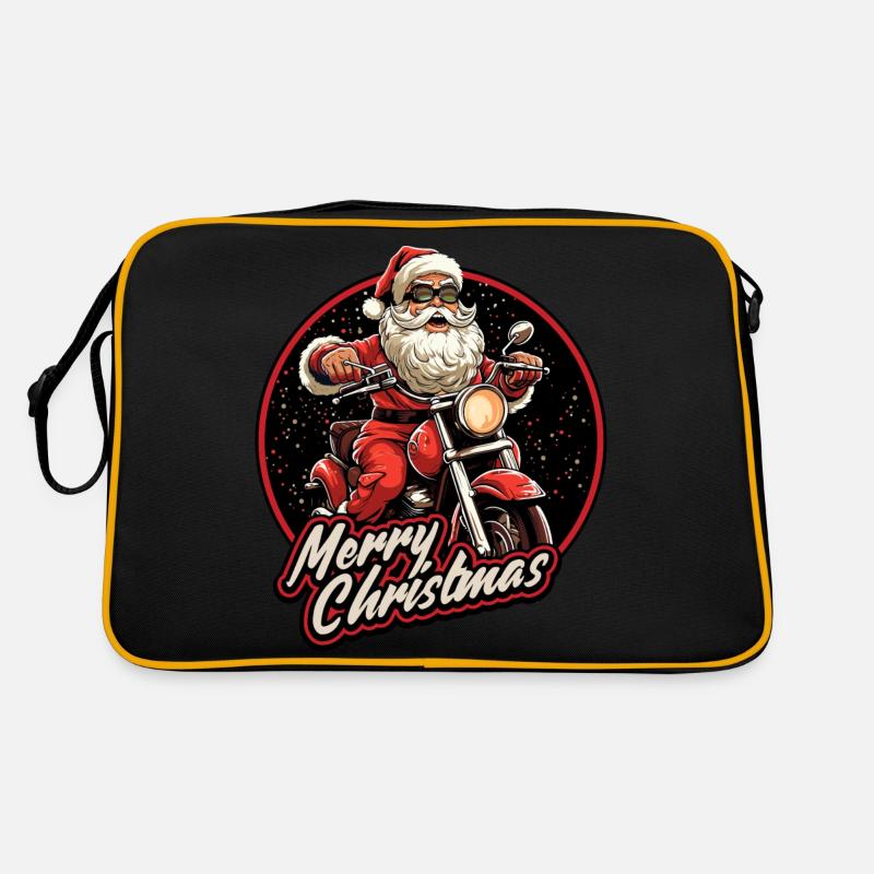 Motorradfahrer Santa Weihnachtsmann Motorrad Retro Tasche