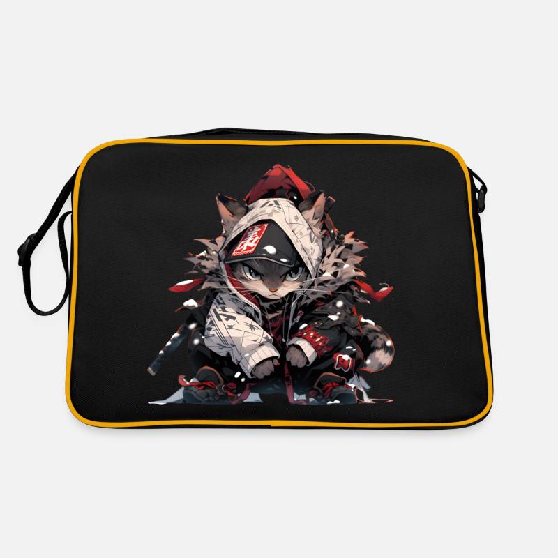 cute samurai cat Retro Tasche