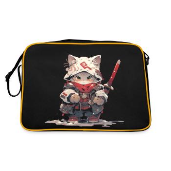 Chat mignon samouraï - Sac Retro - noir/or - Dos