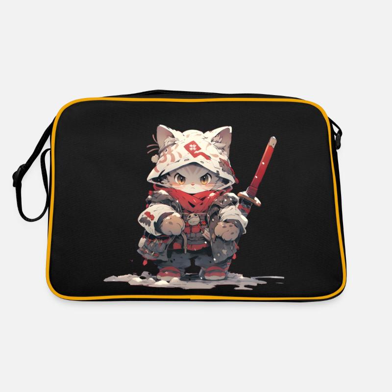 Cute Cat Samurai Retro Tasche