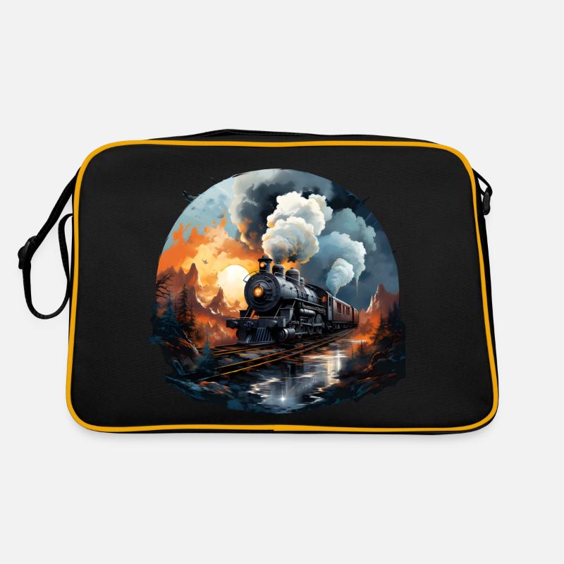 Dampflokomotive - Retro Tasche - Schwarz/Gold