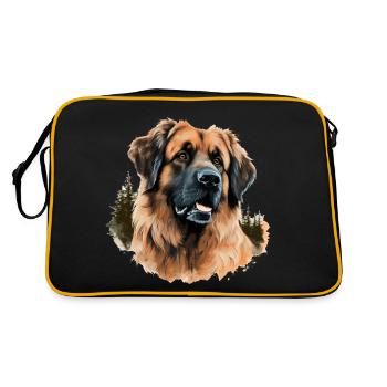 wunderschöner Leonberger Hundeportrait - Retro Tasche - Schwarz/Gold - Hinten