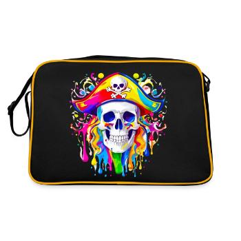 Colorful Pirate Skull - Retro Bag - black/gold - Back