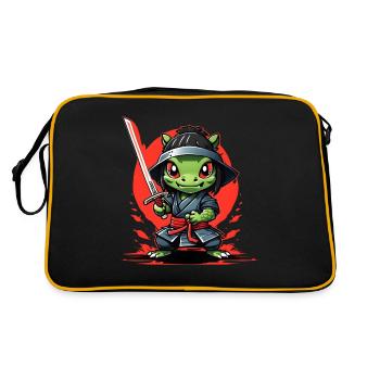 Ninja-Aligator #1 - Retro Tasche - Schwarz/Gold - Hinten