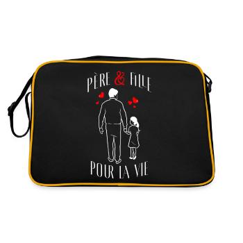 Vater und Tochter fürs Leben, Familienliebesgeschenk - Retro Tasche - Schwarz/Gold - Hinten