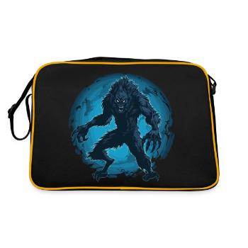 Werwolf Halloween Wolf Wolfsrudel - Retro Tasche - Schwarz/Gold - Hinten