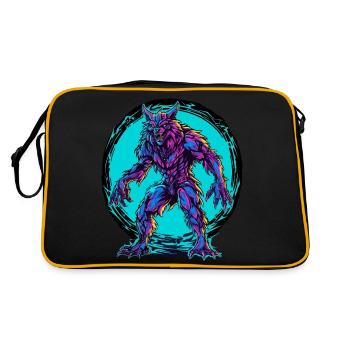 Werwolf Halloween Wolf Wolfsrudel - Retro Tasche - Schwarz/Gold - Hinten