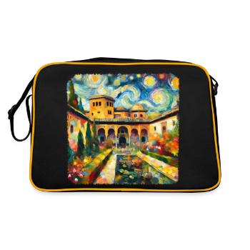 Le palais de l’Alhambra dans le style de Van Gogh - Sac Retro - noir/or - Dos