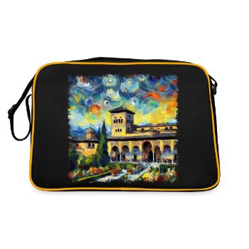 L’emblématique palais de l’Alhambra dans le style Van Gogh - Sac Retro - noir/or - Dos