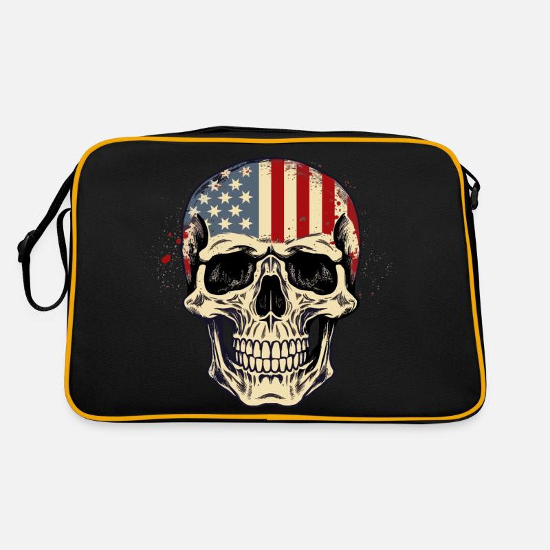 Crâne avec drapeau américain Sac Retro