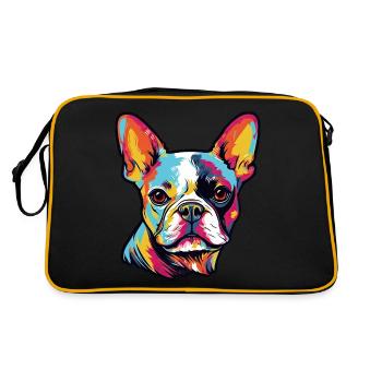 Bouledogue français coloré Frenchie Dog - Sac Retro - noir/or - Dos