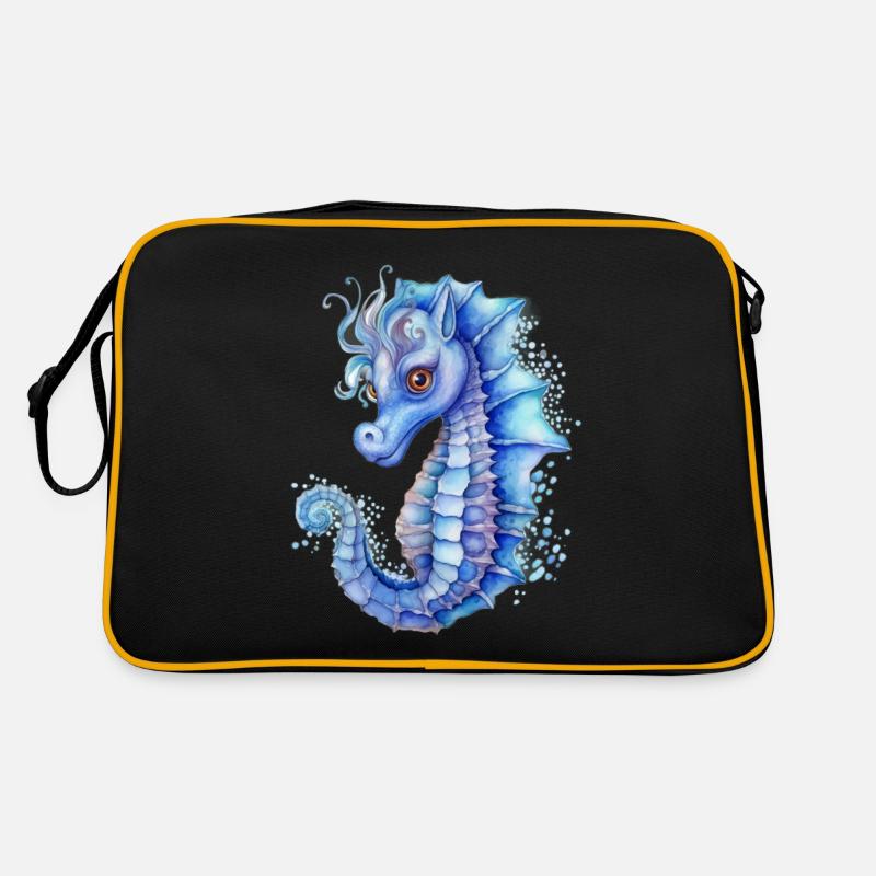 Blaues Seepferdchen Retro Tasche