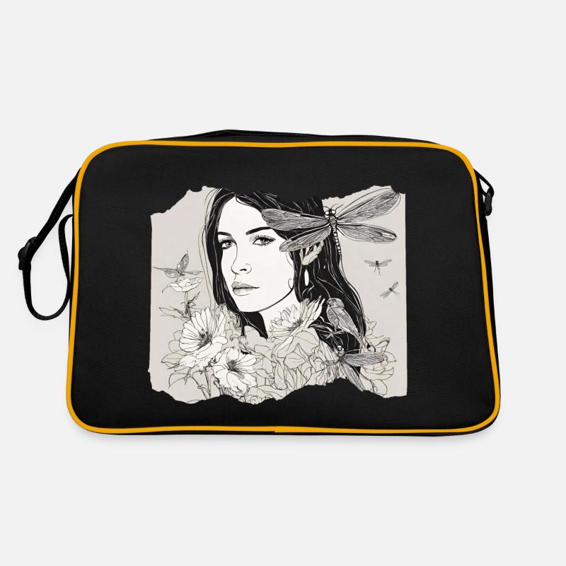 Fille avec libellule dans les cheveux Sac Retro
