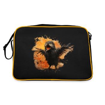 Creepy Bird - Retro Tasche - Schwarz/Gold - Hinten