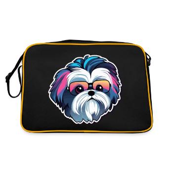 Dessin de chien Shih Tzu - Sac Retro - noir/or - Dos