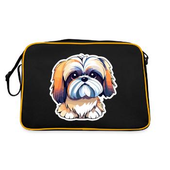 Dessin de chien Shih Tzu - Sac Retro - noir/or - Dos