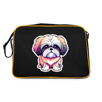 Dessin de chien Shih Tzu - Sac Retro - noir/or - Dos