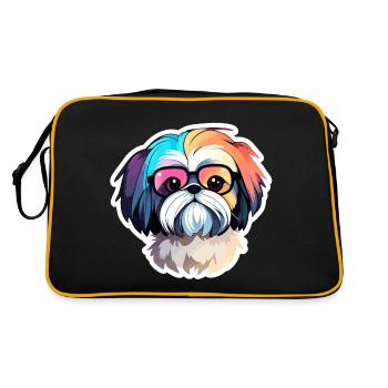 Dessin de chien Shih Tzu - Sac Retro - noir/or - Dos