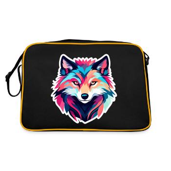 Dessin de loup - Sac Retro - noir/or - Dos