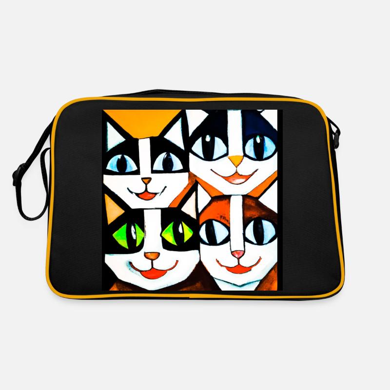 Visage de chat géométrique drôle avec de grands yeux Sac Retro