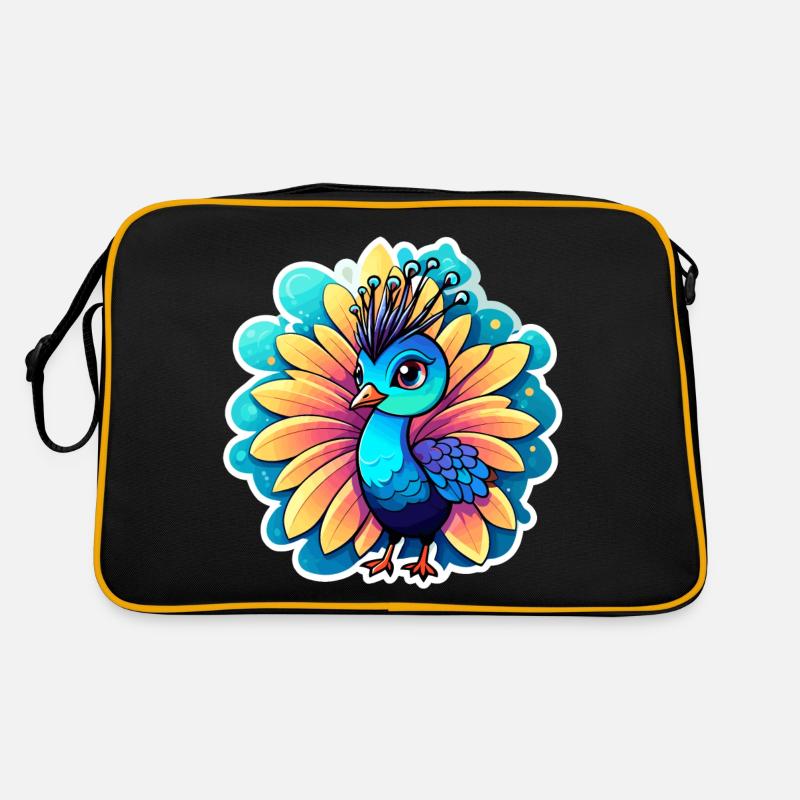 Dessin d’oiseau paon Sac Retro
