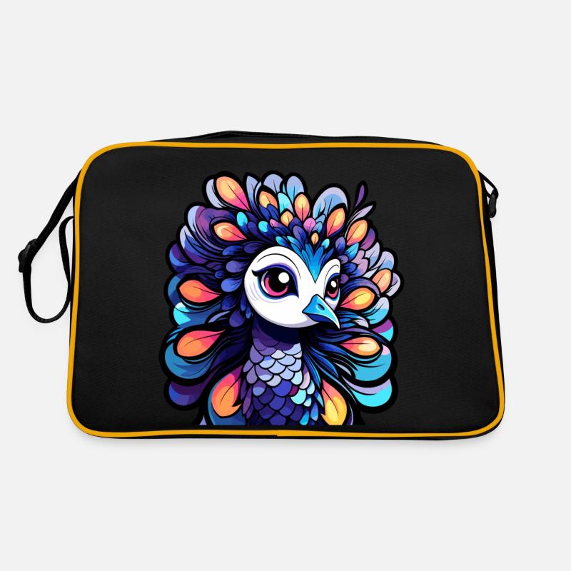Dessin d’oiseau paon Sac Retro
