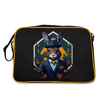 Bunny with bowler hat and suit - Retro Bag - black/gold - Back