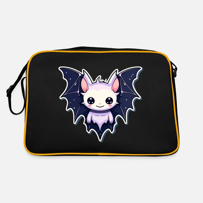 Fledermaus Illustration - Retro Tasche - Schwarz/Gold