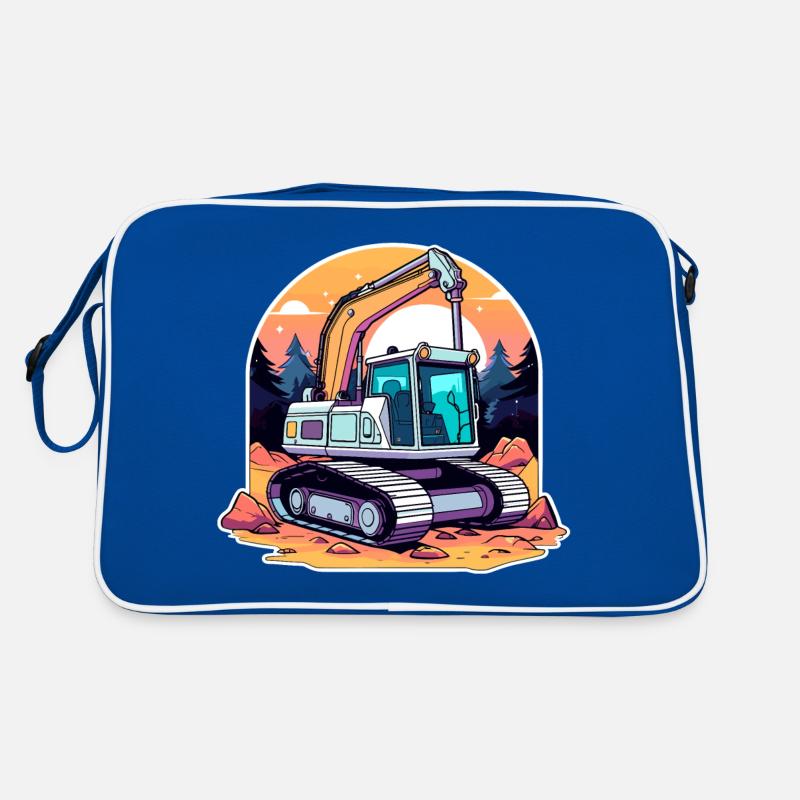 Dessin de chantier de construction d’excavatrice Sac Retro