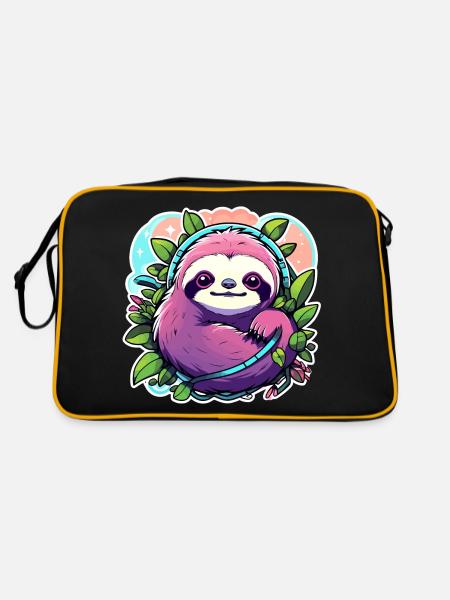 Dessin paresseux - Sac Retro - noir/or - Dos