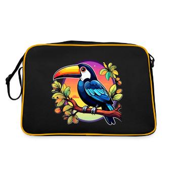 Illustration d’oiseau Toucan - Sac Retro - noir/or - Dos