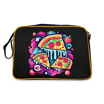 Pizza Slice Drawing - Retro Bag - black/gold - Back